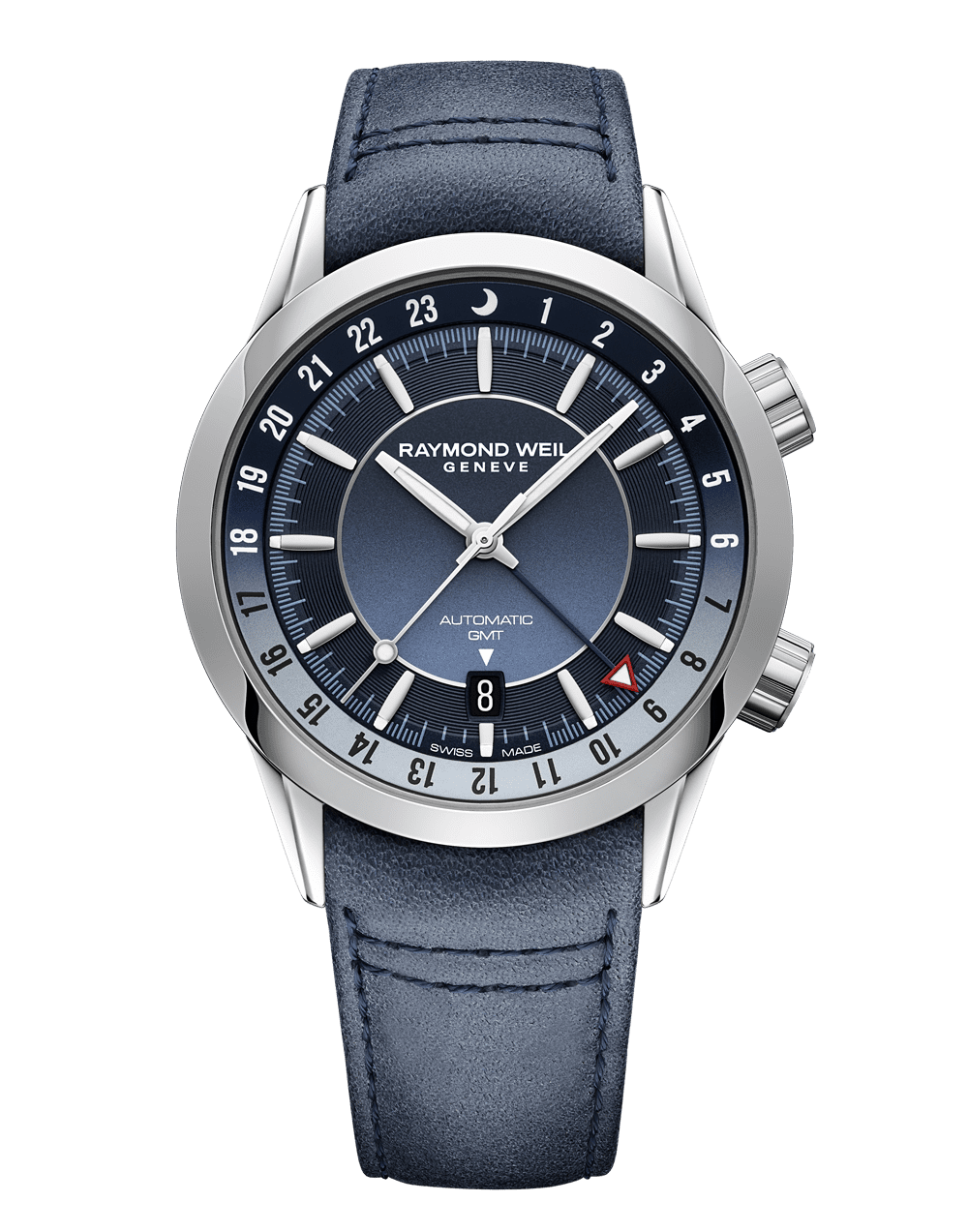 Freelancer Men’s GMT Blue Dial Leather Strap Watch, 41mm