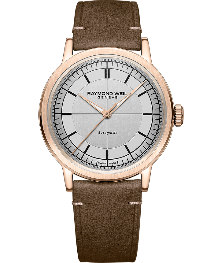 Men's Automatic Brown Leather Strap Watch - Millesime | RAYMOND WEIL