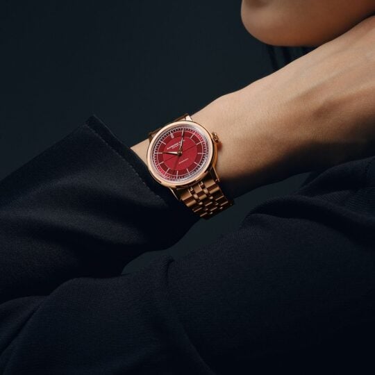 Millesime Automatic Central Seconds Burgundy Dial Watch, 35mm