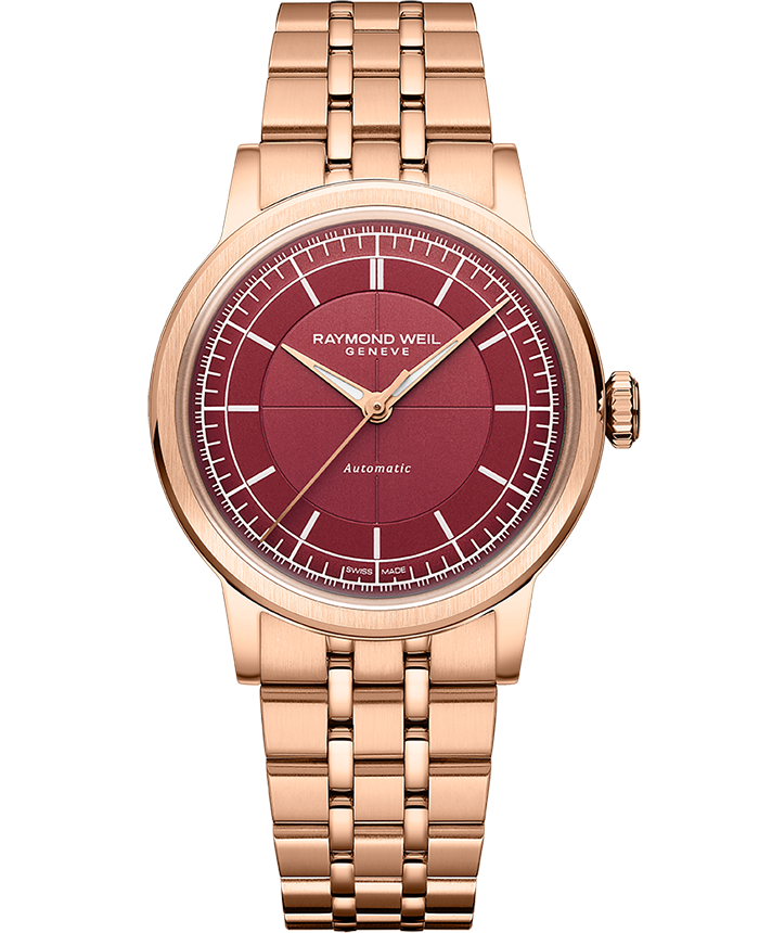 Millesime Automatic Central Seconds Burgundy Dial Watch, 35mm