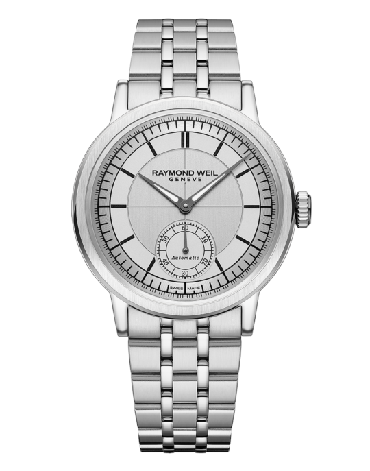 Millesime Men’s Automatic Small Seconds Silver Sector Dial Bracelet Watch, 39.5mm