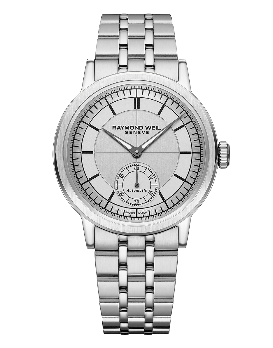 Millesime Men’s Automatic Small Seconds Silver Sector Dial Bracelet Watch, 39.5mm